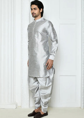 Grey Silk Kurta And Pajama Set VDSF1802493 - Indian Silk House Agencies