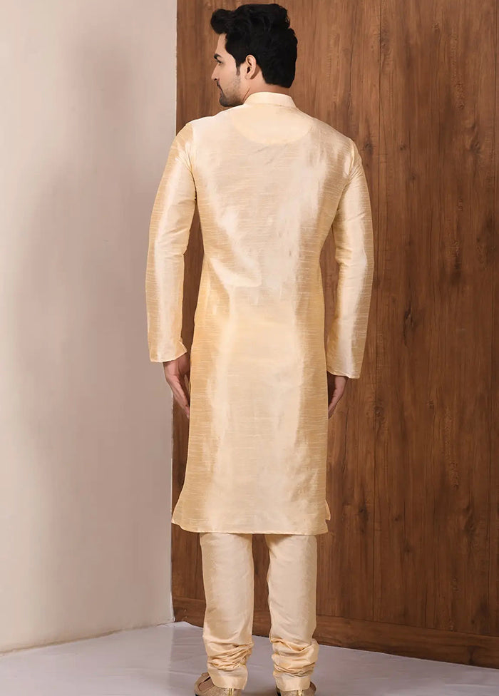 Cream Silk Kurta And Pajama Set VDSF1802494 - Indian Silk House Agencies