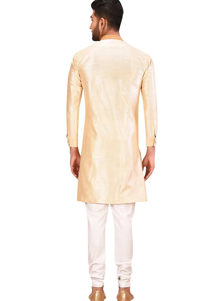 Cream Silk Kurta And Pajama Set VDSF1802499 - Indian Silk House Agencies