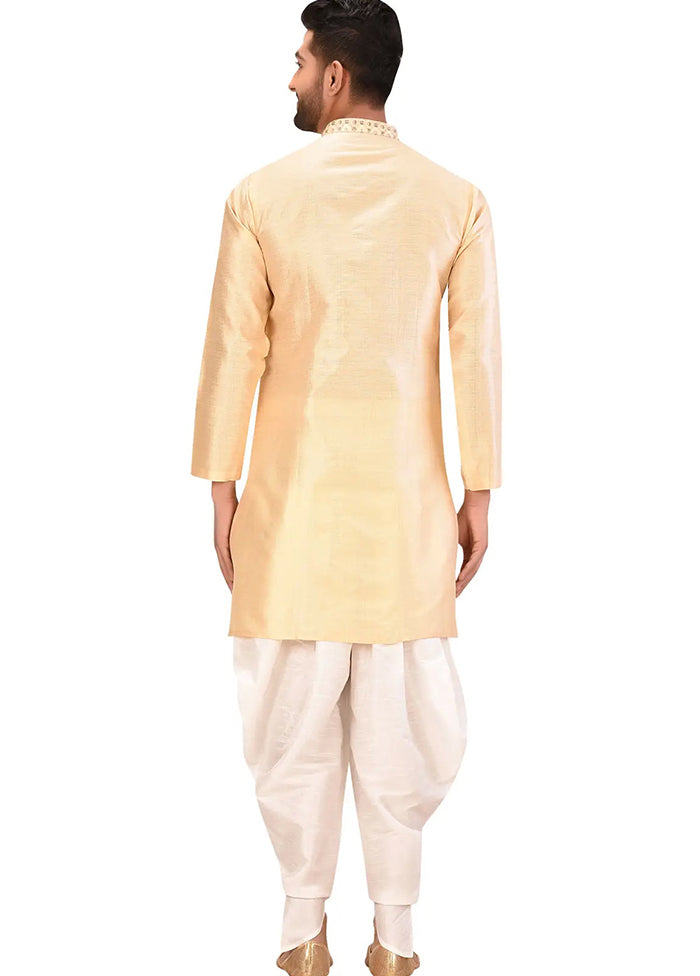 Cream Silk Kurta And Pajama Set VDSF1802501 - Indian Silk House Agencies