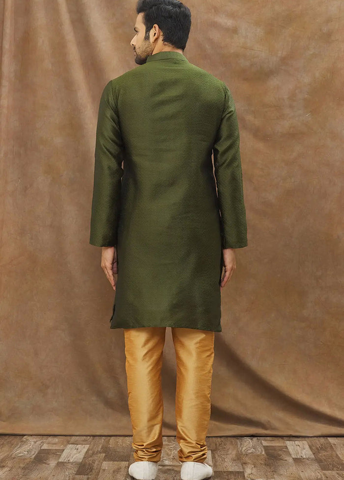 Green Silk Kurta And Pajama Set VDSF1802508 - Indian Silk House Agencies