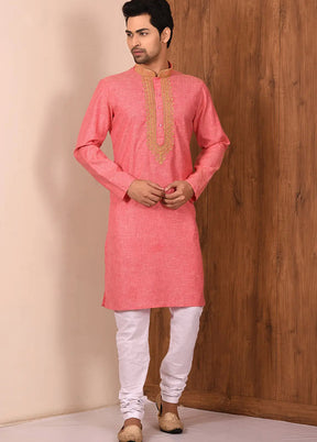 Pink Cotton Blend Kurta And Pajama Set VDSF1802513 - Indian Silk House Agencies