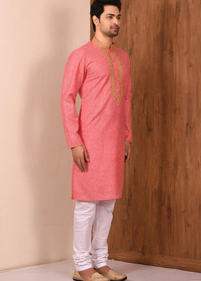 Pink Cotton Blend Kurta And Pajama Set VDSF1802513 - Indian Silk House Agencies