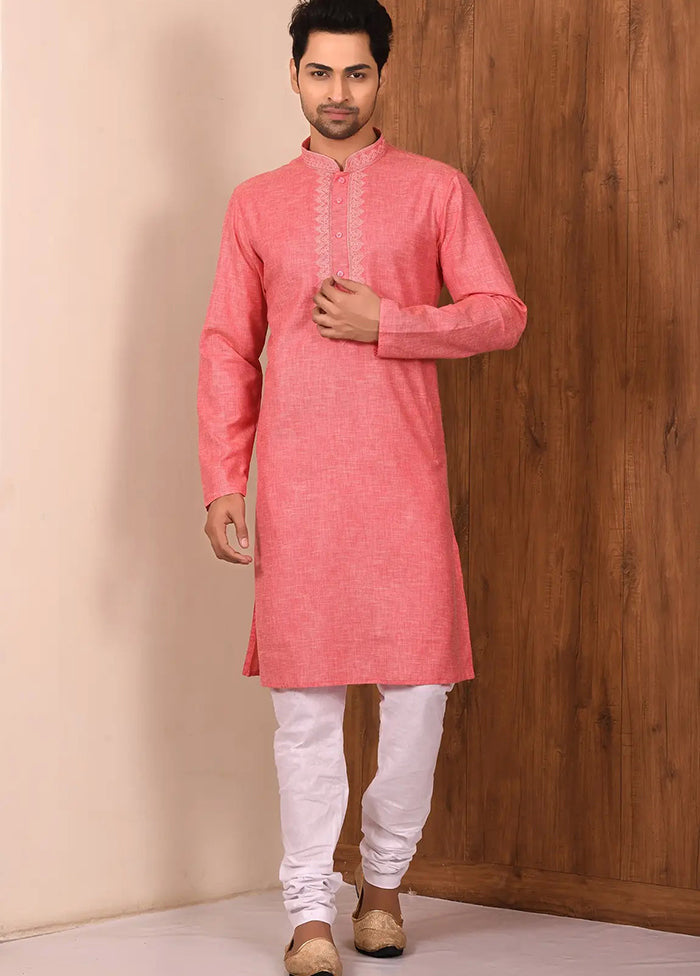 Pink Cotton Blend Kurta And Pajama Set VDSF1802516 - Indian Silk House Agencies