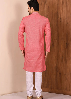 Pink Cotton Blend Kurta And Pajama Set VDSF1802516 - Indian Silk House Agencies