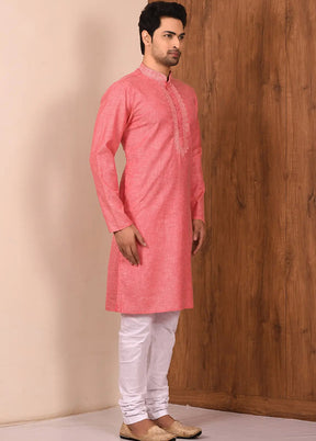 Pink Cotton Blend Kurta And Pajama Set VDSF1802516 - Indian Silk House Agencies