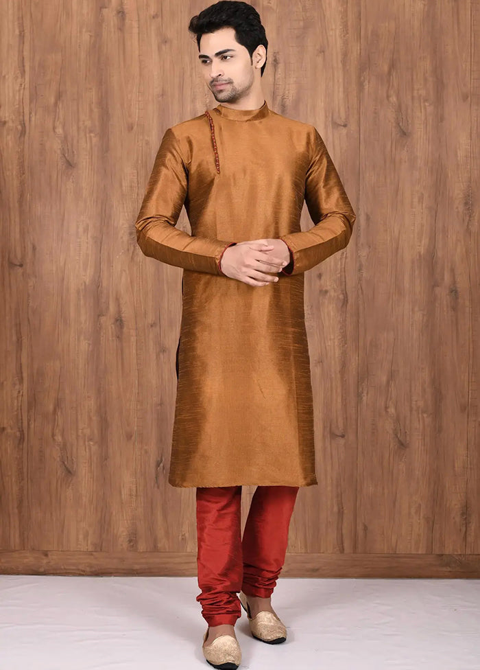 Brown Silk Kurta And Pajama Set VDSF1802520 - Indian Silk House Agencies