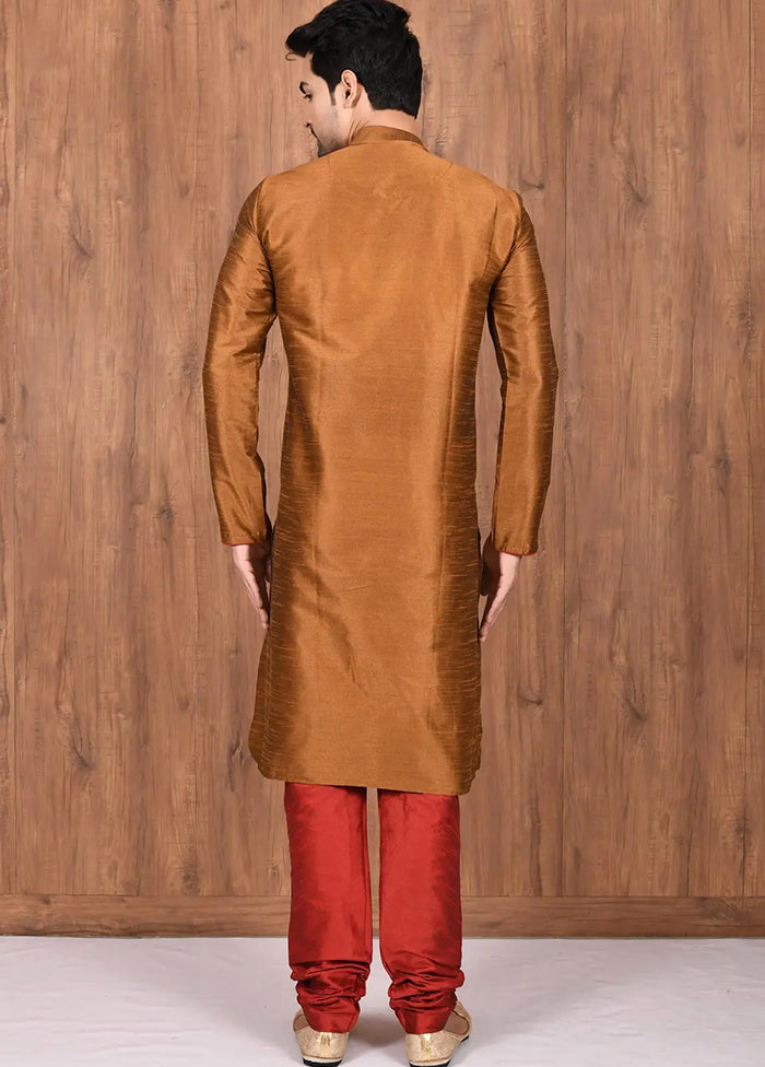 Brown Silk Kurta And Pajama Set VDSF1802520 - Indian Silk House Agencies