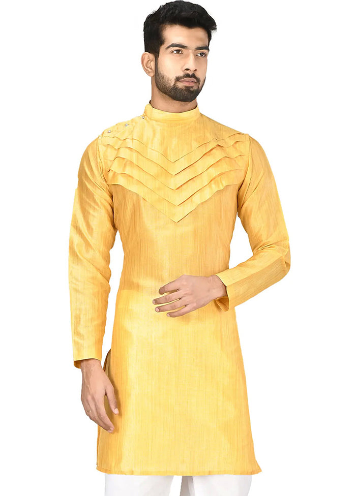 Yellow Silk Kurta And Pajama Set VDSF1802522 - Indian Silk House Agencies