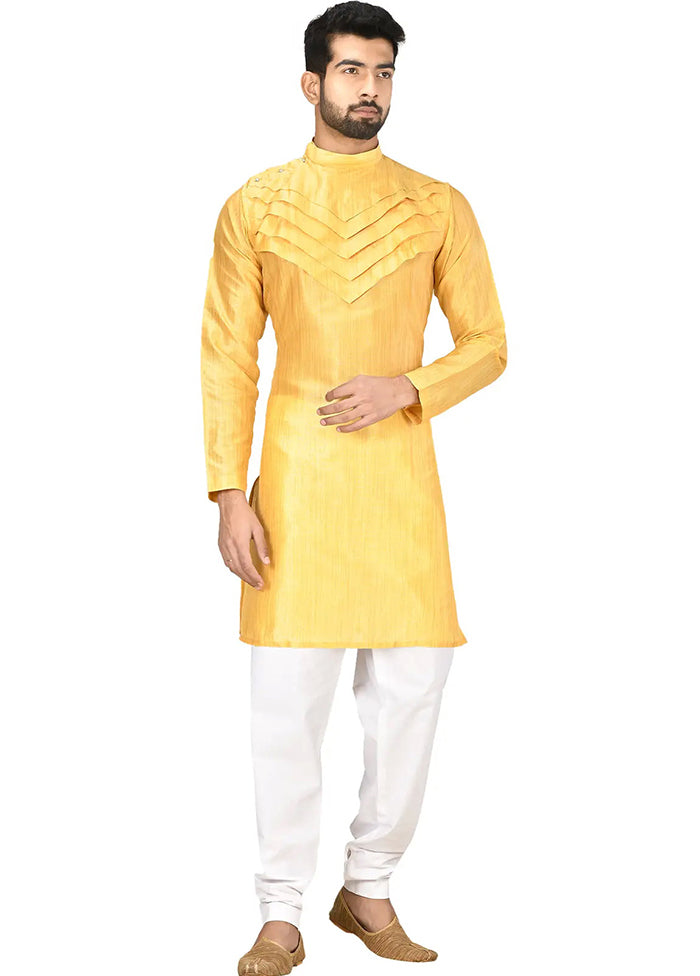 Yellow Silk Kurta And Pajama Set VDSF1802522