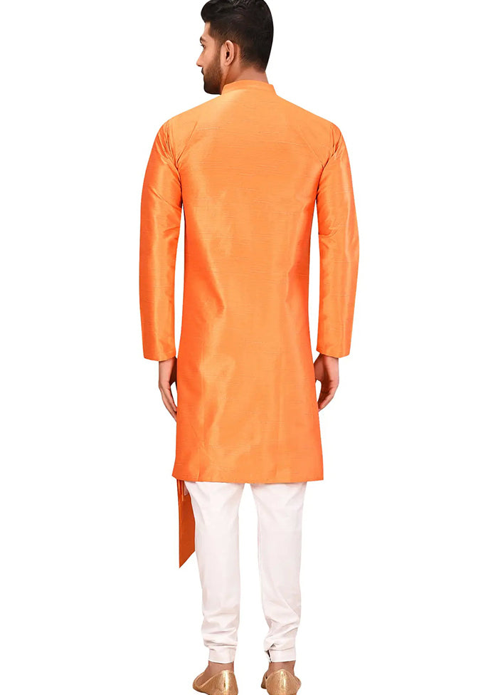 Orange Silk Kurta And Pajama Set VDSF1802523 - Indian Silk House Agencies