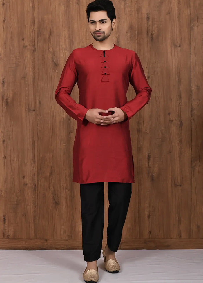 Maroon Cotton Blend Kurta And Pajama Set VDSF1802525 - Indian Silk House Agencies