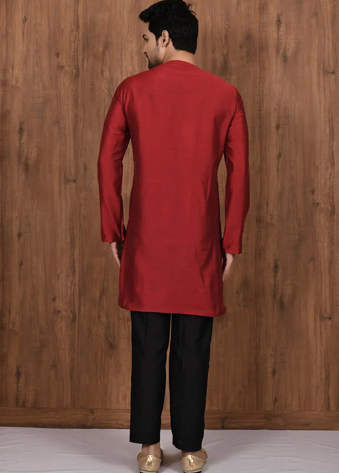 Maroon Cotton Blend Kurta And Pajama Set VDSF1802525 - Indian Silk House Agencies