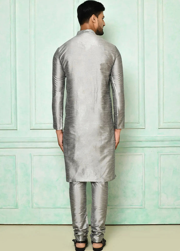 Grey Silk Kurta And Pajama Set VDSF1802528 - Indian Silk House Agencies