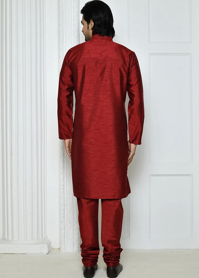 Maroon Silk Kurta And Pajama Set VDSF1802529 - Indian Silk House Agencies