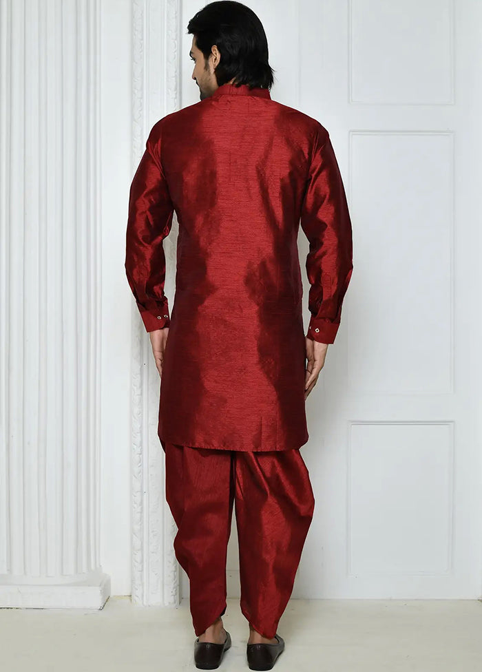 Maroon Silk Kurta And Pajama Set VDSF1802530 - Indian Silk House Agencies