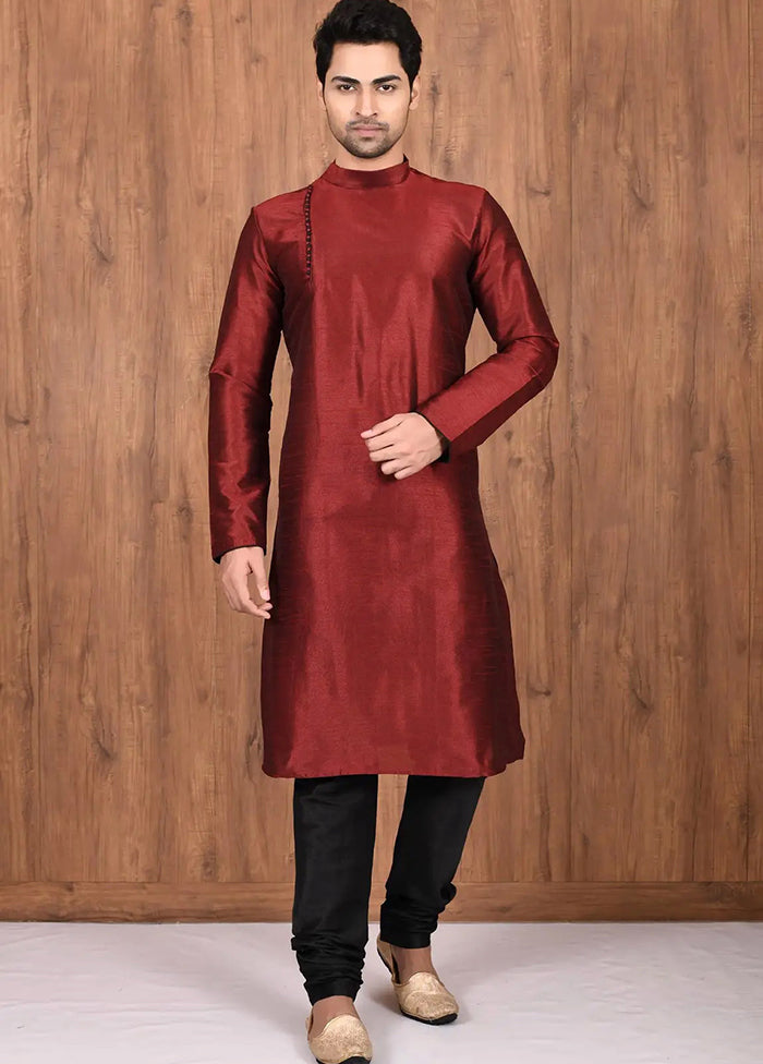 Rust Silk Kurta And Pajama Set VDSF1802531 - Indian Silk House Agencies