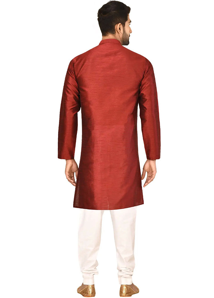 Maroon Silk Kurta And Pajama Set VDSF1802532 - Indian Silk House Agencies