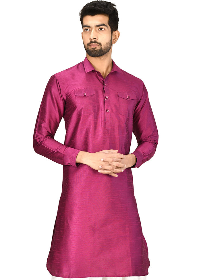 Purple Silk Kurta And Pajama Set VDSF1802539 - Indian Silk House Agencies