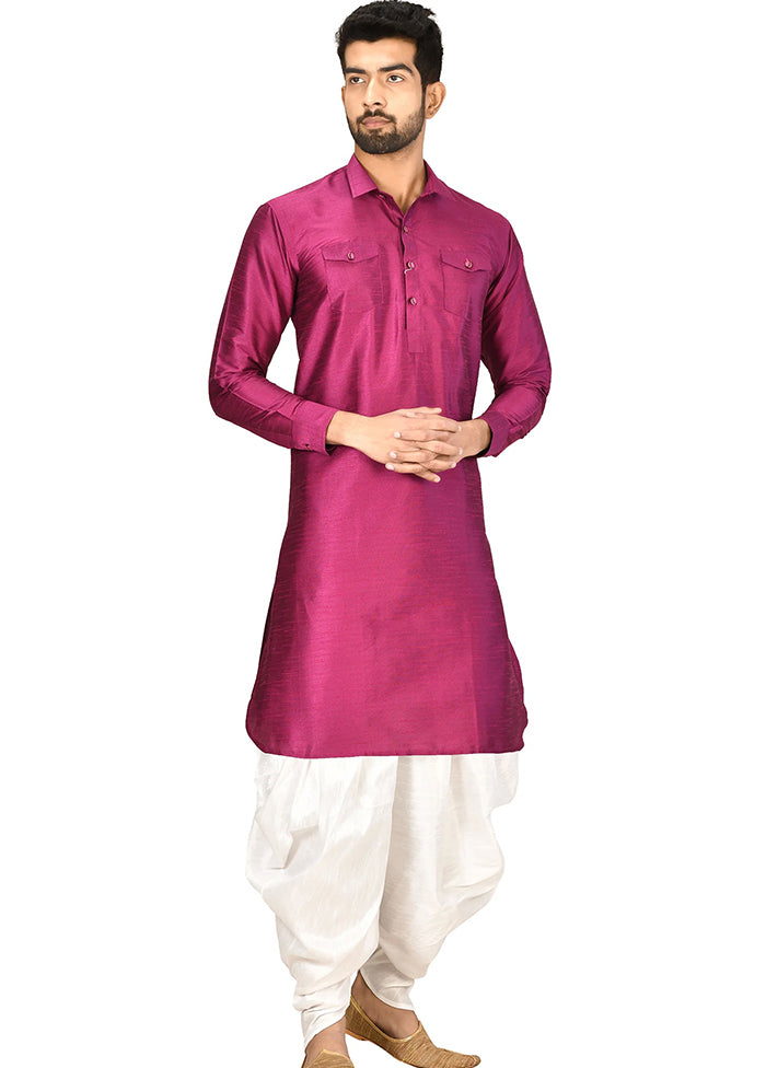 Purple Silk Kurta And Pajama Set VDSF1802539 - Indian Silk House Agencies