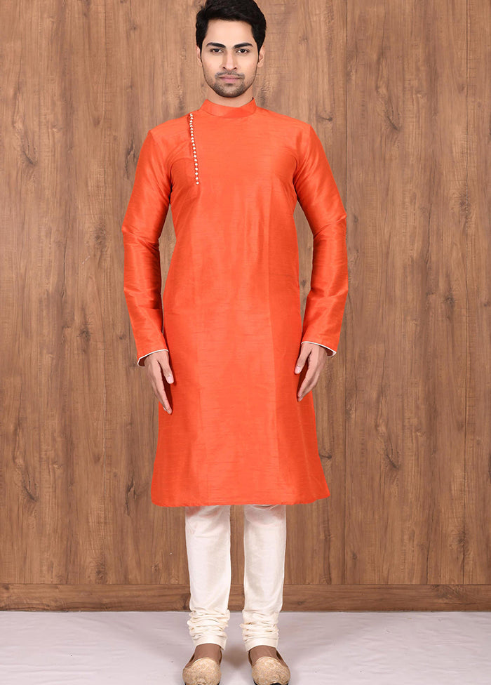 Orange Silk Kurta And Pajama Set VDSF1802543