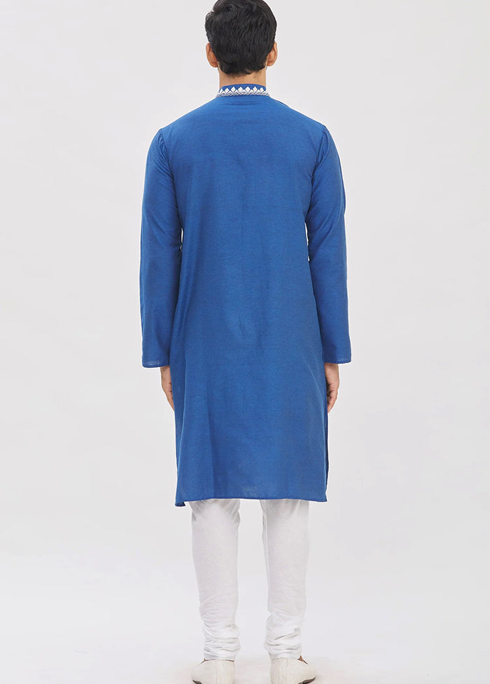 Blue Cotton Blend Kurta And Pajama Set VDSF1802544 - Indian Silk House Agencies