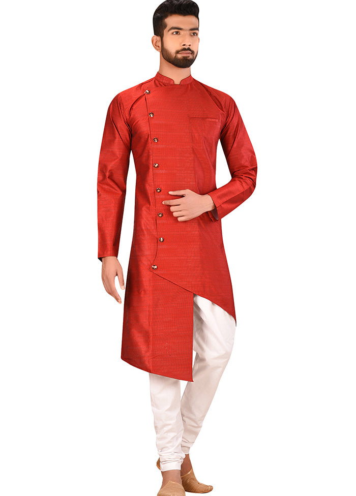 Maroon Silk Kurta And Pajama Set VDSF1802546 - Indian Silk House Agencies