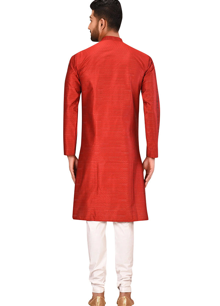 Maroon Silk Kurta And Pajama Set VDSF1802546 - Indian Silk House Agencies