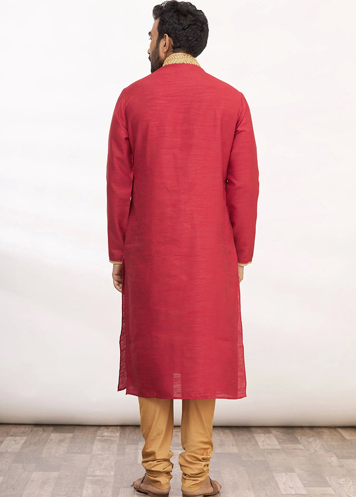 Red Silk Kurta And Pajama Set VDSF1802551 - Indian Silk House Agencies