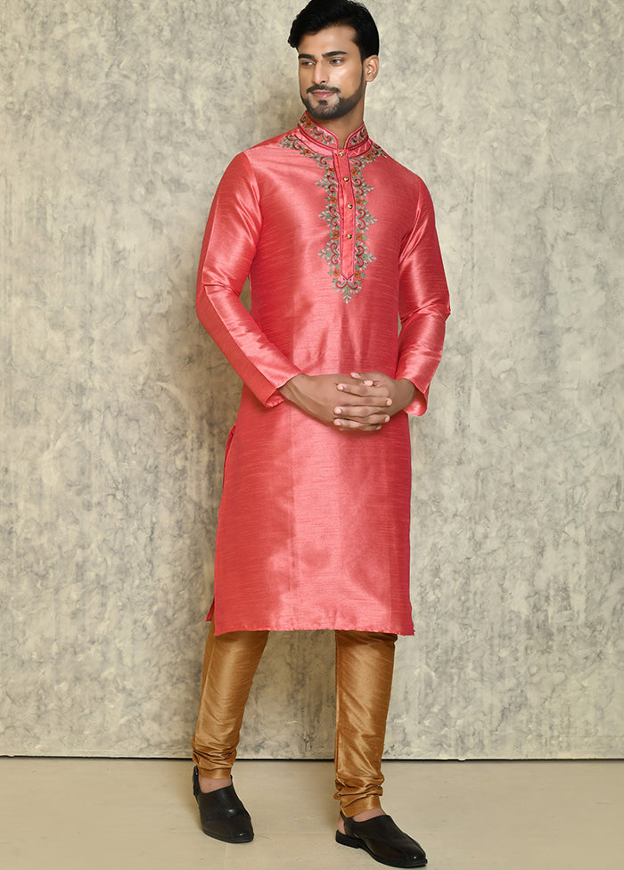 Red Silk Kurta And Pajama Set VDSF1802552 - Indian Silk House Agencies