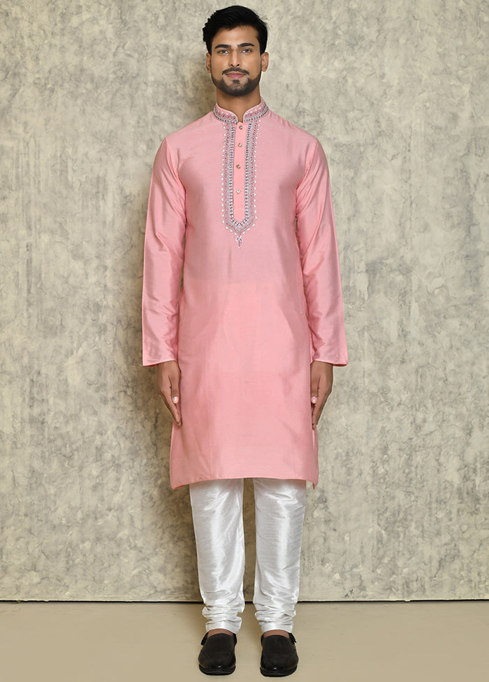 Pink Tufetta Kurta And Pajama Set VDSF1802555 - Indian Silk House Agencies