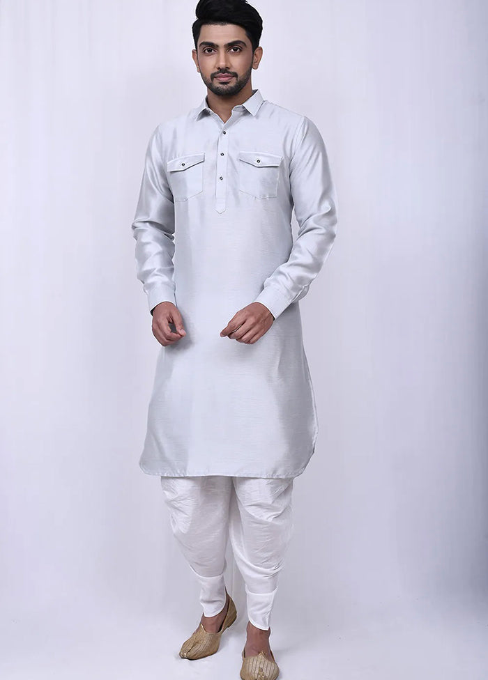 Off White Cotton Blend Kurta And Pajama Set VDSF1802558 - Indian Silk House Agencies