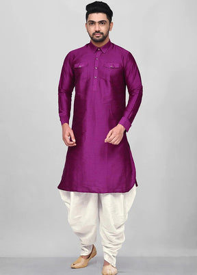 Purple Silk Kurta And Pajama Set VDSF1802561 - Indian Silk House Agencies