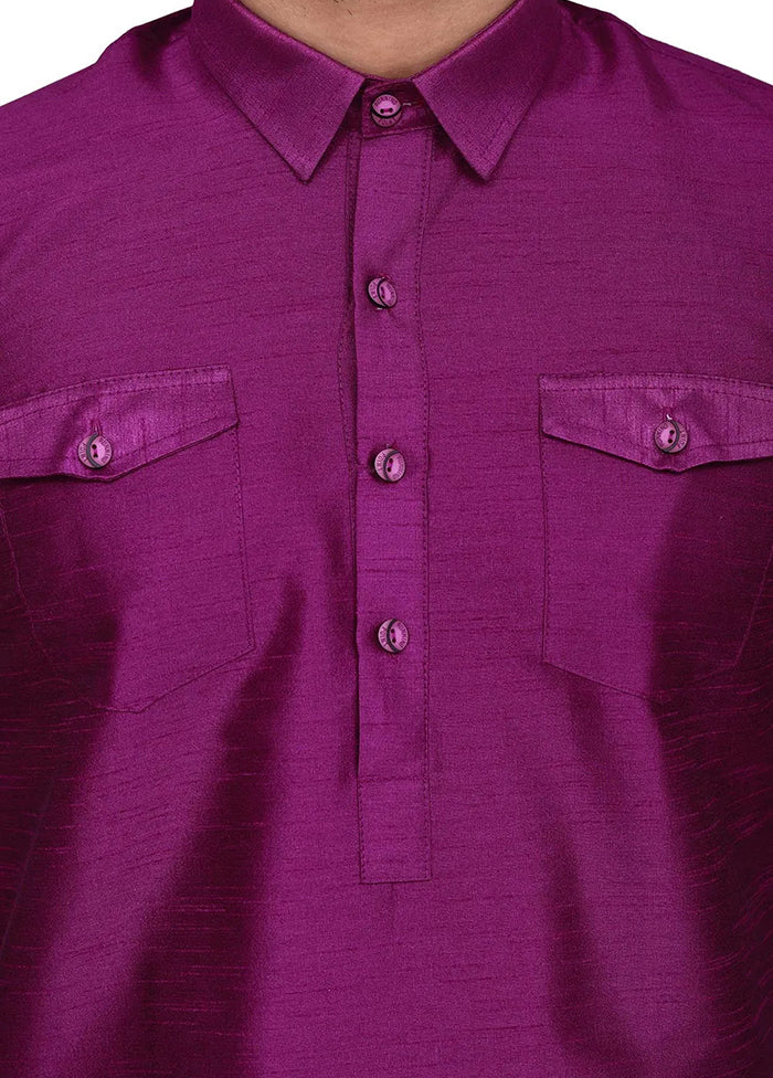 Purple Silk Kurta And Pajama Set VDSF1802561 - Indian Silk House Agencies