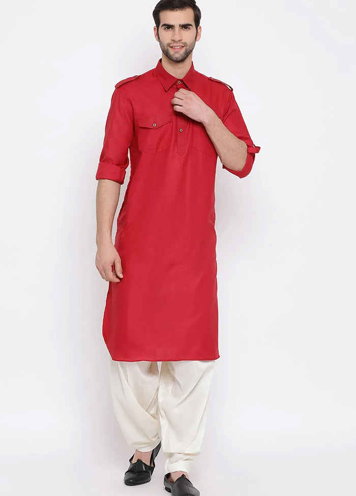 Maroon Cotton Blend Kurta And Pajama Set VDSF1802563 - Indian Silk House Agencies