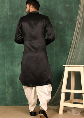 Black Satin Suiting Kurta And Pajama Set VDSF1802570 - Indian Silk House Agencies