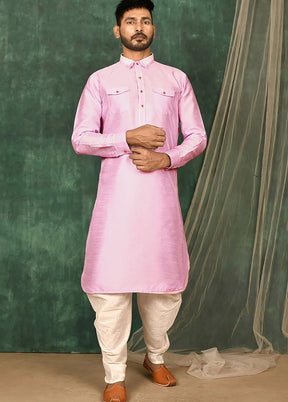 Pink Satin Suiting Kurta And Pajama Set VDSF1802571 - Indian Silk House Agencies