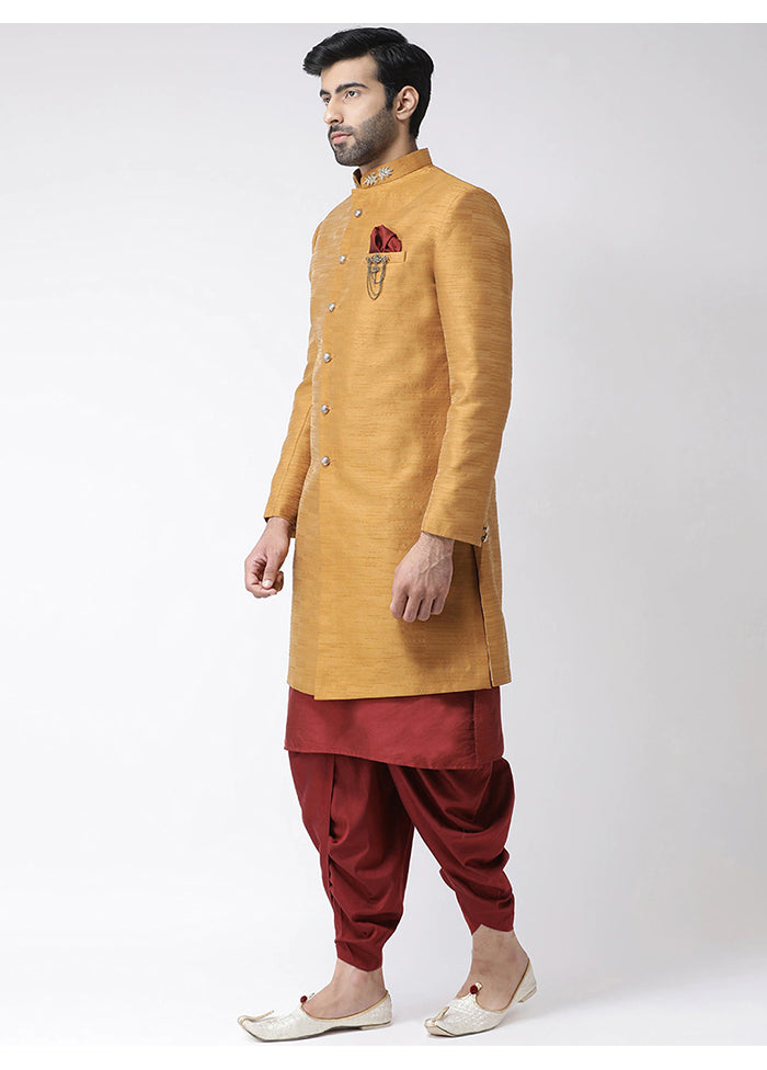 Maroon Silk Kurta And Pajama Set With Jacket VDSF1802278 - Indian Silk House Agencies