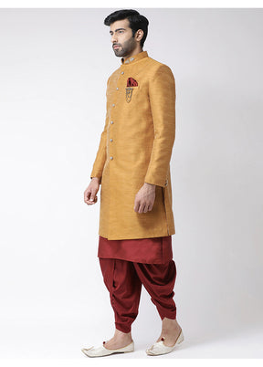 Maroon Silk Kurta And Pajama Set With Jacket VDSF1802278 - Indian Silk House Agencies