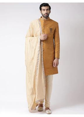 Cream Silk Kurta And Pajama Set With Jacket VDSF1802279 - Indian Silk House Agencies