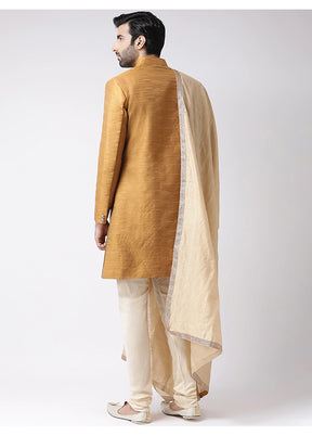 Cream Silk Kurta And Pajama Set With Jacket VDSF1802279 - Indian Silk House Agencies