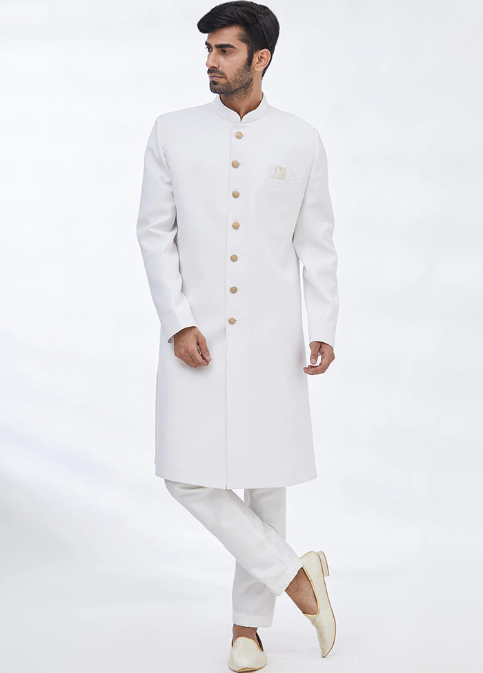 White Suiting Kurta And Pajama Set VDSF1802287 - Indian Silk House Agencies