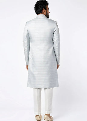 Grey Silk Kurta And Pajama Set VDSF1802312 - Indian Silk House Agencies