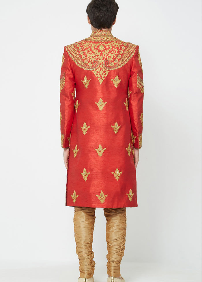 Red Silk Kurta And Pajama Set VDSF1802335 - Indian Silk House Agencies