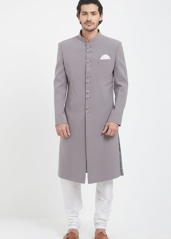 Grey Cotton Blend Kurta And Pajama Set VDSF1802346