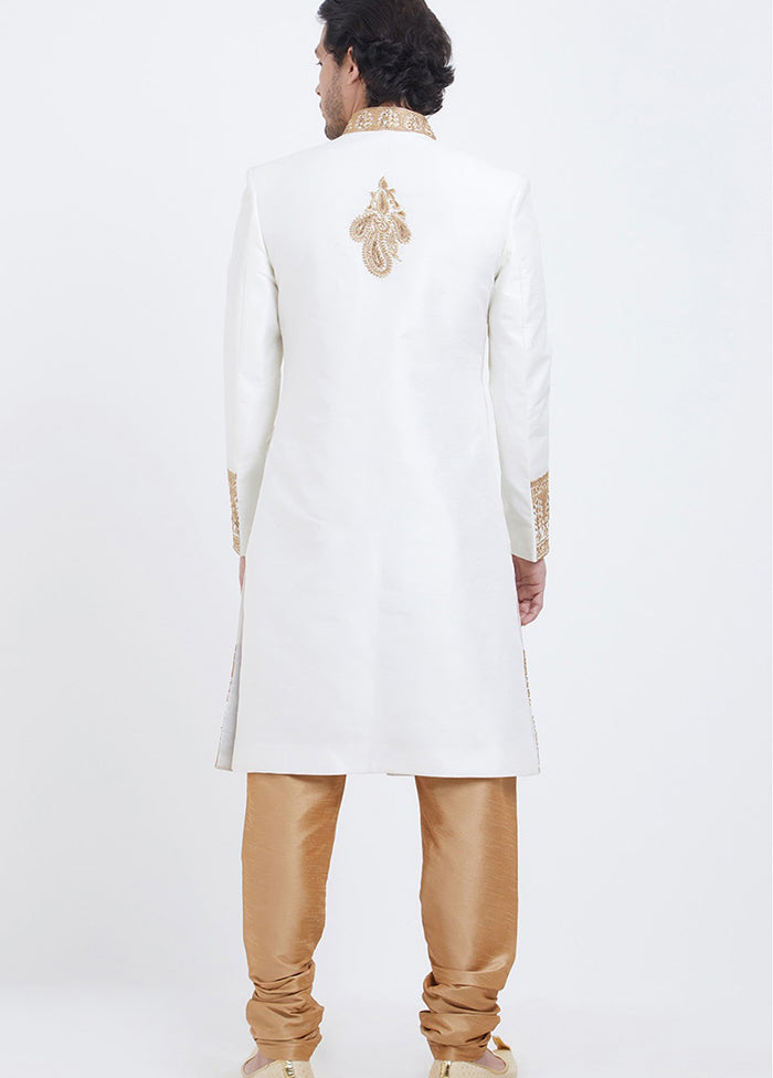 White Silk Kurta And Pajama Set VDSF1802349 - Indian Silk House Agencies