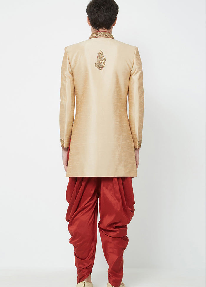 Gold Silk Kurta And Pajama Set VDSF1802357 - Indian Silk House Agencies