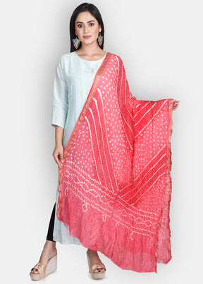 Pink Blended Silk Embroidered Dupatta - Indian Silk House Agencies