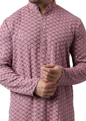 Pink Silk Embroidered Kurta