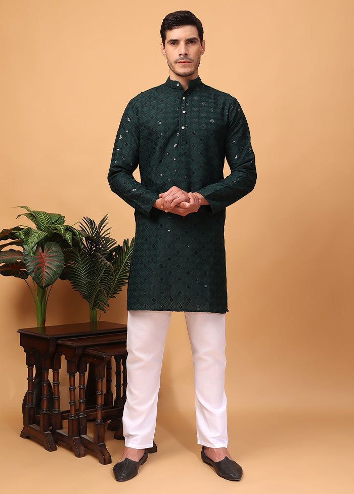 2 Pc Olive Green Viscose Kurta Pajama Set